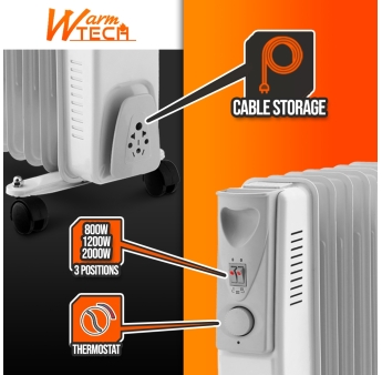 2000W 9-element oliebadradiator