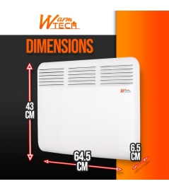 Chauffage électrique mural 1500W - 64.5x43x6.5cm