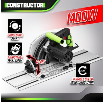 Scie circulaire plongeante 1400W avec rail de guidage - Lame 190mm 24 dents