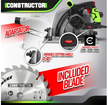 Scie circulaire plongeante 1400W avec rail de guidage - Lame 190mm 24 dents