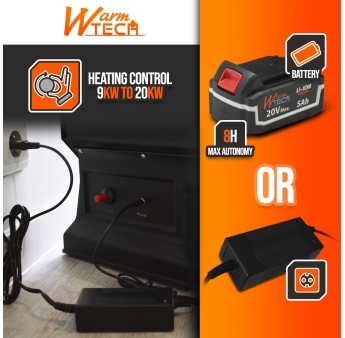 Canon à chaleur au gaz réglable de 9 à 20KW et fonctionnant sur batterie ou sur secteur