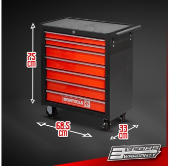Metalen werkplaatswagen met 7 laden