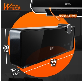 Radiateur céramique mural oscillant 2000W avec façade en verre