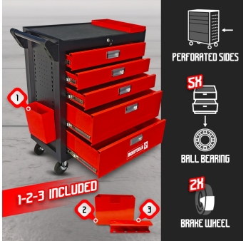 WERKPLAATSWAGEN MET 5 LADEN + TOEBEHOREN