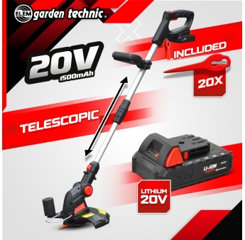 Draadloze grastrimmer 20 V Lithiumbatterij 2000 mAh - 25 cm