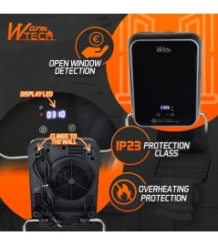 Radiateur soufflant mural sèche serviettes 2000W avec façade en verre