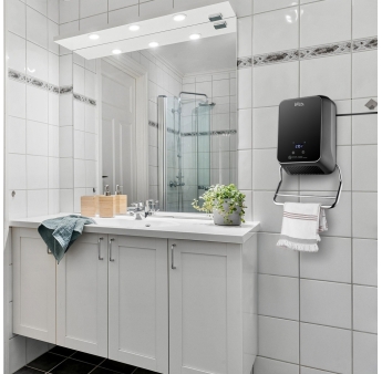 Radiateur soufflant mural sèche serviettes 2000W avec façade en verre