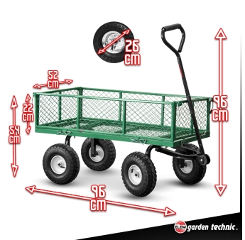 Chariot de jardin en acier 97X52X59CM - 250kg max