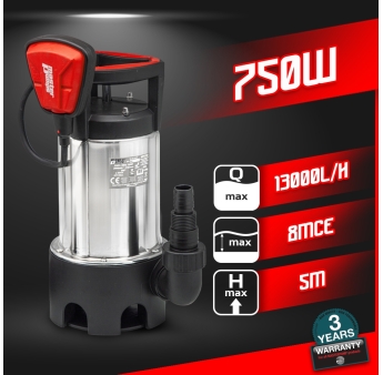 Pompe vide caves eaux chargées 750W - inox