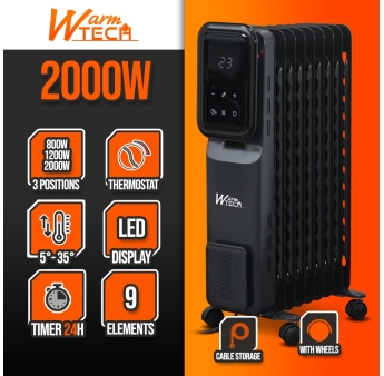 2000W 9-element oliebadradiator met Led-scherm