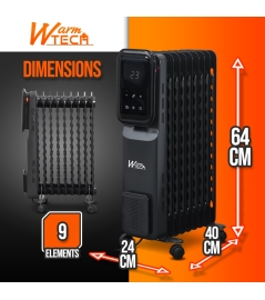 2000W 9-element oliebadradiator met Led-scherm