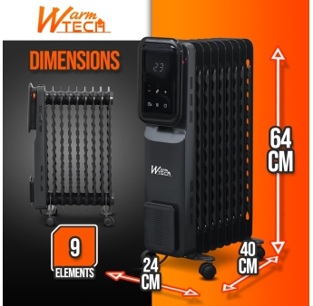 2000W 9-element oliebadradiator met Led-scherm