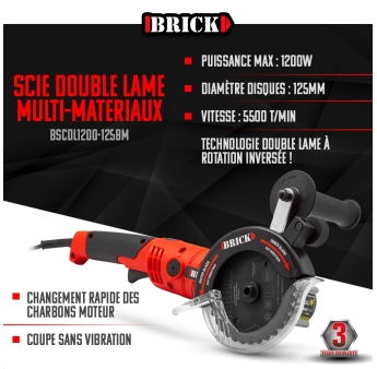 SCIE DOUBLE LAME 1200W-125MM