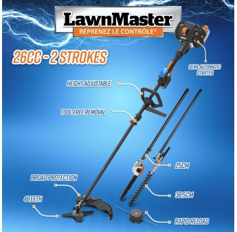 Débroussailleuse thermique 26cc 4 en 1 avec démarrage électrique