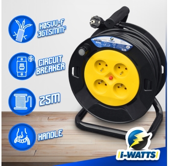 KABELHASPEL 4 STOPCONT. 25M - 3G1.5 -HO5