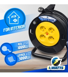 ENROULEUR 4 PRISES 25M - 3G1.5 - HO5