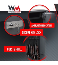 Armoire à fusils 500X340X1450mm avec coffre intérieur - 12 fusils