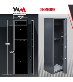 Armoire à fusils 500X340X1450mm avec coffre intérieur - 12 fusils