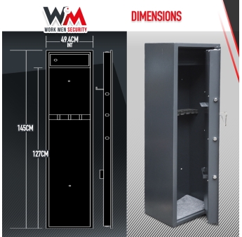 Armoire à fusils 500X340X1450mm avec coffre intérieur - 12 fusils