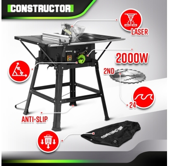 Table scie circulaire 2000W - 254mm - Livrée avec 2 lames (24 et 40 dents)
