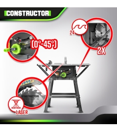 Table scie circulaire 2000W - 254mm - Livrée avec 2 lames (24 et 40 dents)