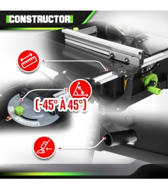 Table scie circulaire 2000W - 254mm - Livrée avec 2 lames (24 et 40 dents)