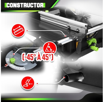 Table scie circulaire 2000W - 254mm - Livrée avec 2 lames (24 et 40 dents)