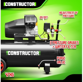 Compresseur à huile 100L bicylindre - 8 bars - 2.2Kw