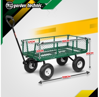 Stalen tuinwagen met afneembaar zeil en kiepbak 108 x 50 x 95cm 