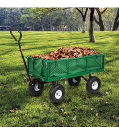 Chariot de jardin en acier avec bâche amovible et benne basculante  108 x 50 x 95cm