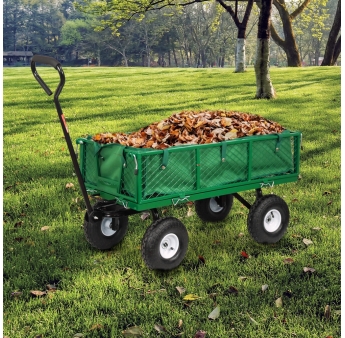 Chariot de jardin en acier avec bâche amovible et benne basculante  108 x 50 x 95cm