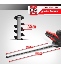 Taille haies électrique 620W - Lame 55cm - Poignée arrière rotative