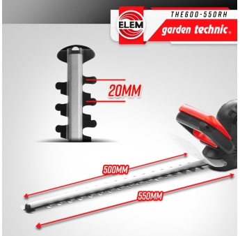 Taille haies électrique 620W - Lame 55cm - Poignée arrière rotative