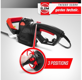 Taille haies électrique 620W - Lame 55cm - Poignée arrière rotative