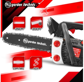 Elagueuse thermique 25cc - guide 25cm - 2 temps - Livrée avec 2 chaînes