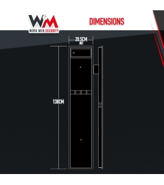 Armoire à fusils 315X205X1380mm avec coffre intérieur - 5 fusils