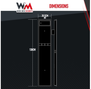 Armoire à fusils 315X205X1380mm avec coffre intérieur - 5 fusils