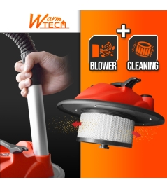 Vide cendres 1200W 20L avec soufflerie, fonction décolmatage et roues