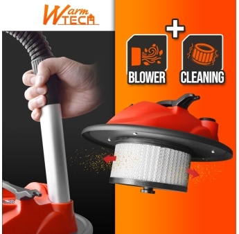 Vide cendres 1200W 20L avec soufflerie, fonction décolmatage et roues