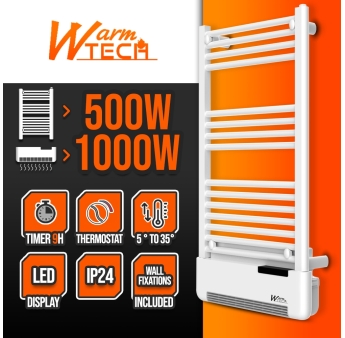 Radiateur sèche serviettes avec fluide 500W + soufflerie 1000W