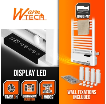 Radiateur sèche serviettes avec fluide 500W + soufflerie 1000W