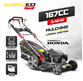 Tondeuse thermique tractée 167CC avec moteur Honda, mulching et éjection latérale