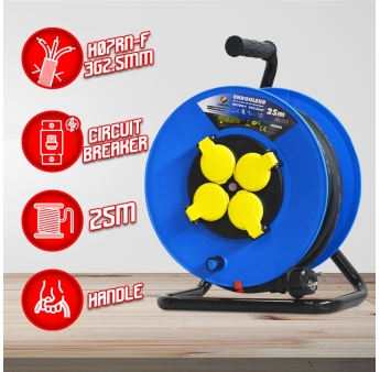 ENROULEUR 4 PRISES-H07RN-3G2.5MM²-25M