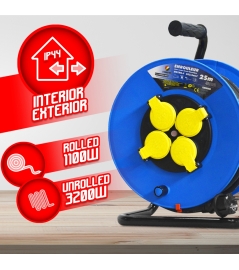 ENROULEUR 4 PRISES-H07RN-3G2.5MM²-25M