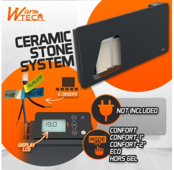 Radiateur inertie céramique 2000 W - IP24 – Fil pilote 6 ordres.