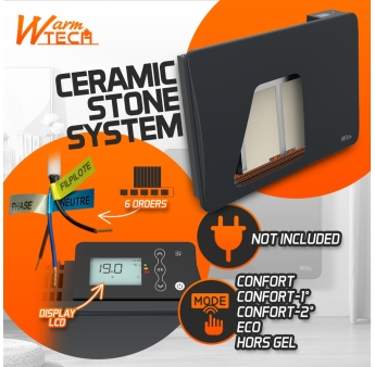 Radiateur inertie céramique 1000 W - IP24 – Fil pilote 6 ordres.