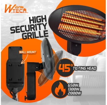 Chauffage de terrasse 2000W sur pied - 3 positions 