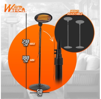 Chauffage de terrasse 2000W sur pied - 3 positions 