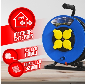 ENROULEUR 4 PRISES-H07RN-3G1.5MM²-25M