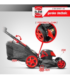 Tondeuse à gazon électrique tractée 1800W - 46CM avec carter en acier